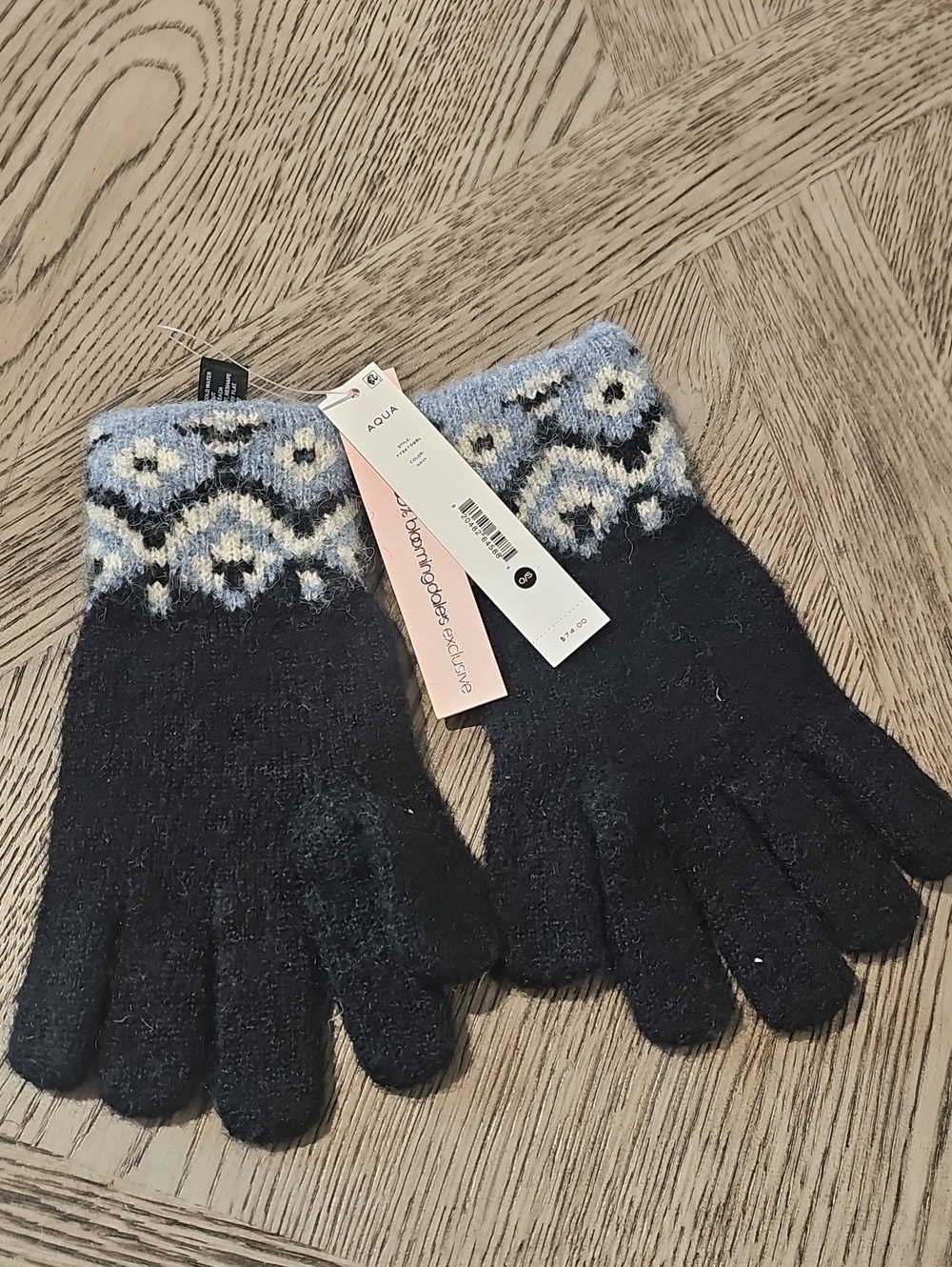 Aqua Wool Blend Fair Isle Hat And Gloves Winter Set NWT $148 - Picture 8 of 8